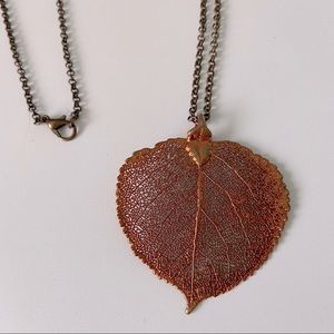 Copper dipped aspen leaf necklace